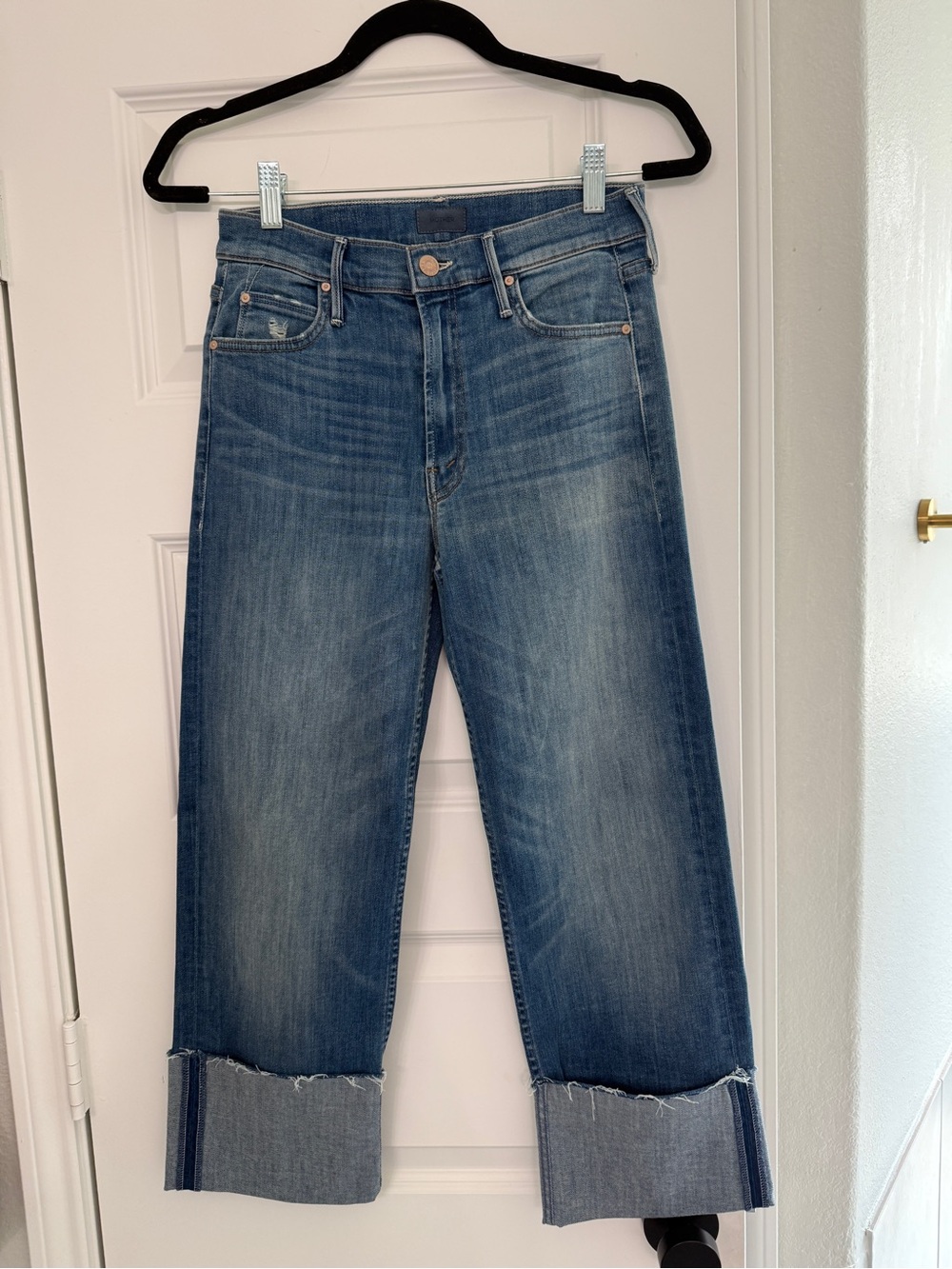 MOTHER Cropped Wide-Leg Jeans